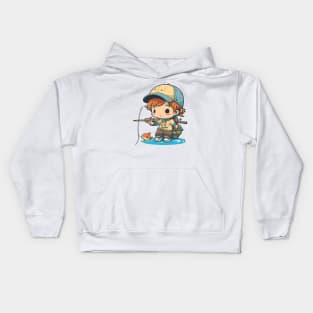 Catching fish and hearts with my kawaii skills Kids Hoodie